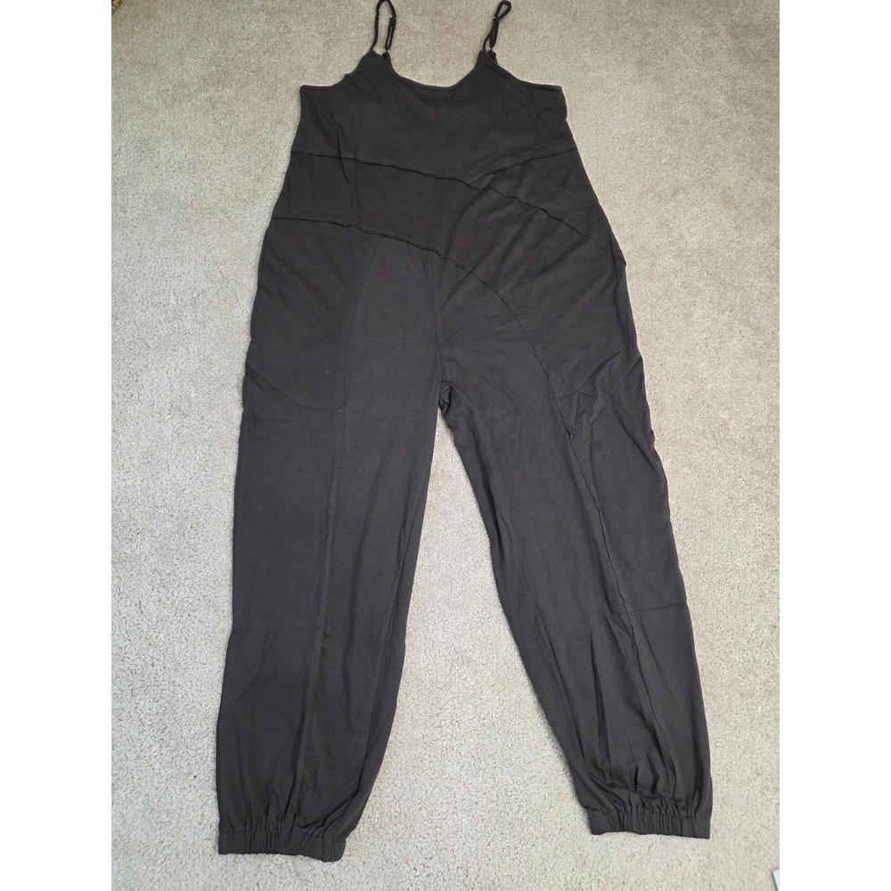 Newin Women Charcoal Grey Cotton Sleeveless Harem Jumpsuit Size L